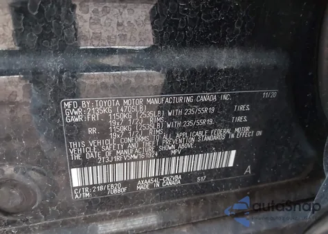 2021 Toyota Rav4 Adventure from USA, damaged, VIN 2T3J1RFV5MW161924